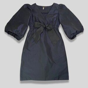 BCBGMAXAZRIA Navy Tafetta Black Bow Dress Size XS